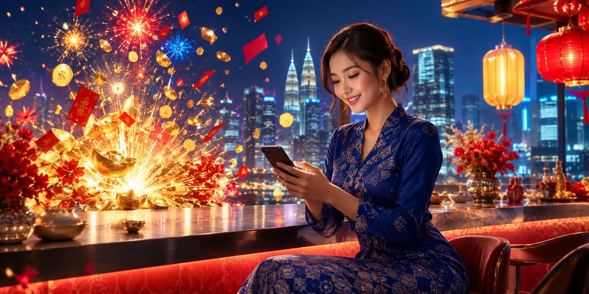 Pengguna wanita mengakses kasino mudah alih kl1001 di Petaling Jaya dengan selesa